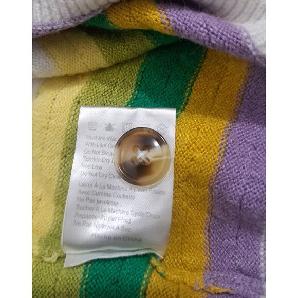 Find Me Now Womens Small sweater peterpan cropped yellow green stripe scallop - Picture 7 of 9